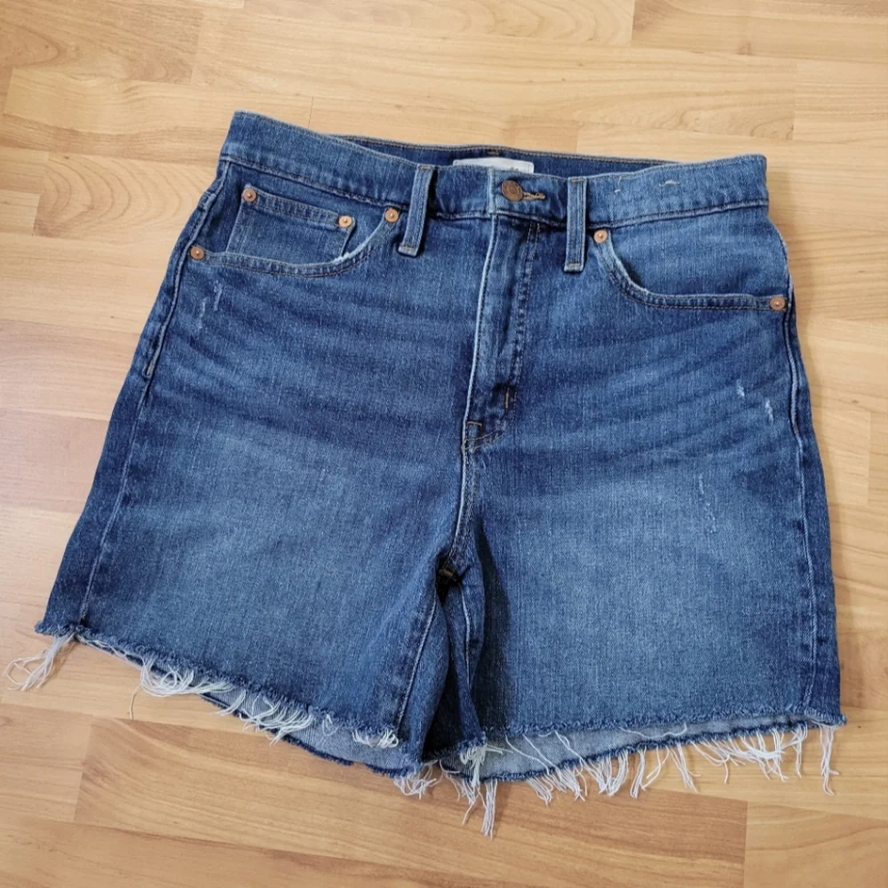 Madewell High Rise Jean Cutt Off Shorts 28 Glenoaks Medium Blue Wash